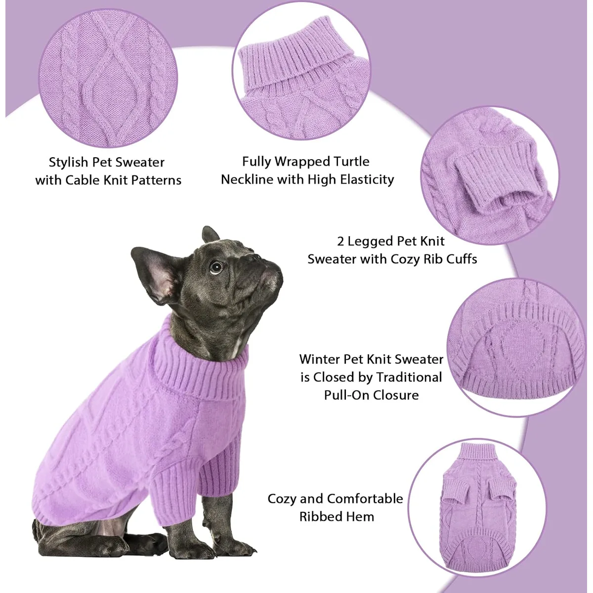 Queenmore Small Dog Sweater for Small Dogs Girl, Winter Dogs/Cats Pullover — image 4
