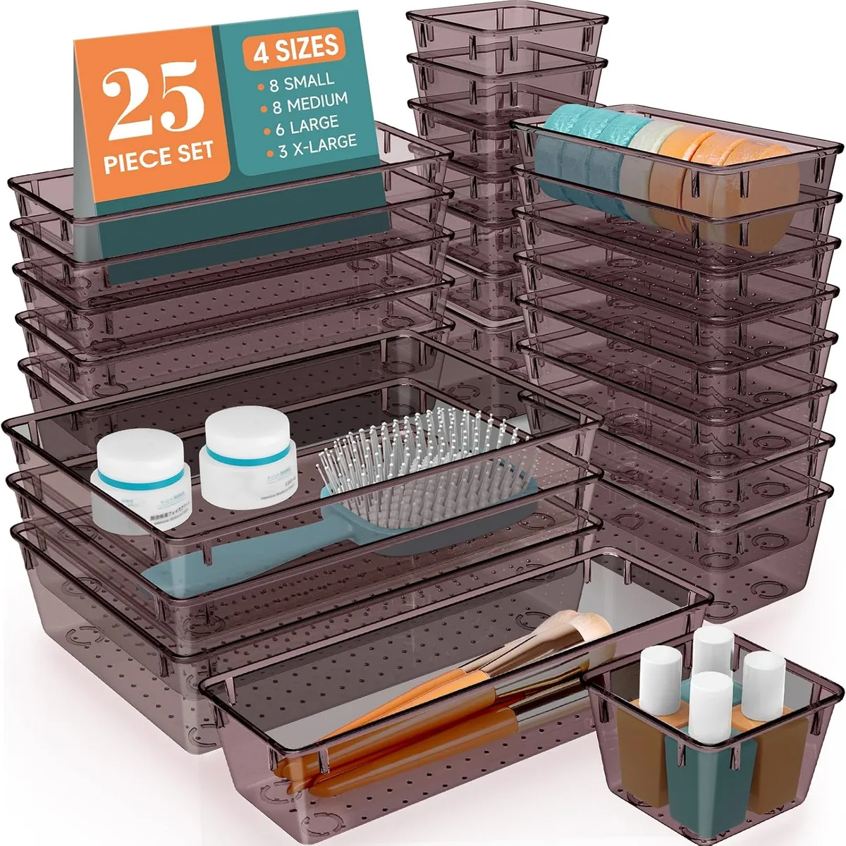 25 PCS Clear Plastic Drawer Organizer, Makeup Organizers and Storage Bins — image 7