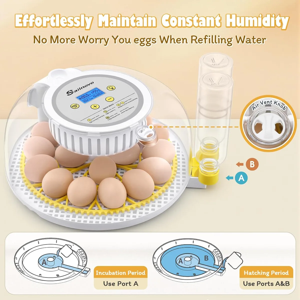 Sailnovo 18 Eggs Incubators for Hatching Egg with Auto Water Filling — image 2