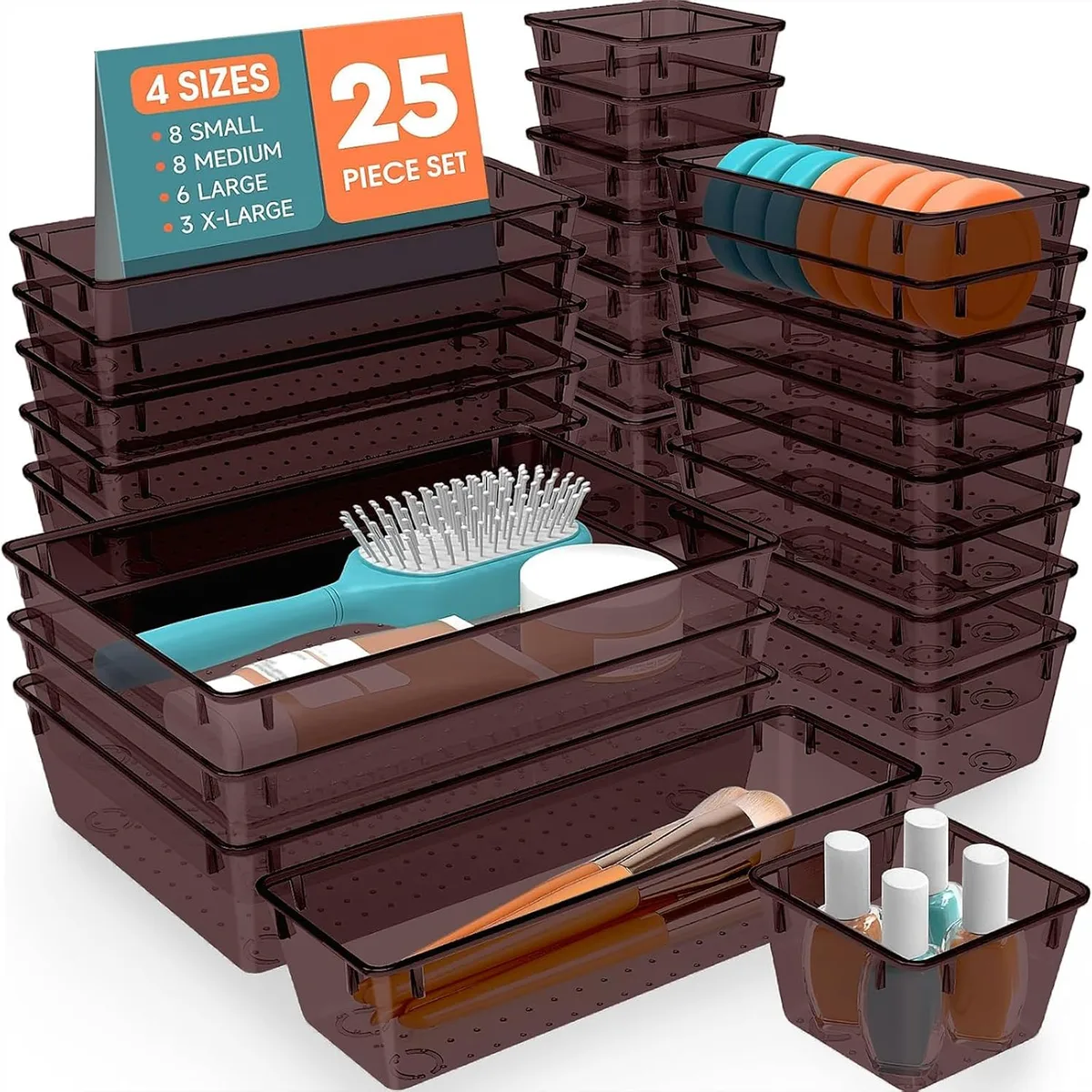 25 PCS Plastic Drawer Organizer, Versatile Organizer Trays & storage Bins — image 8