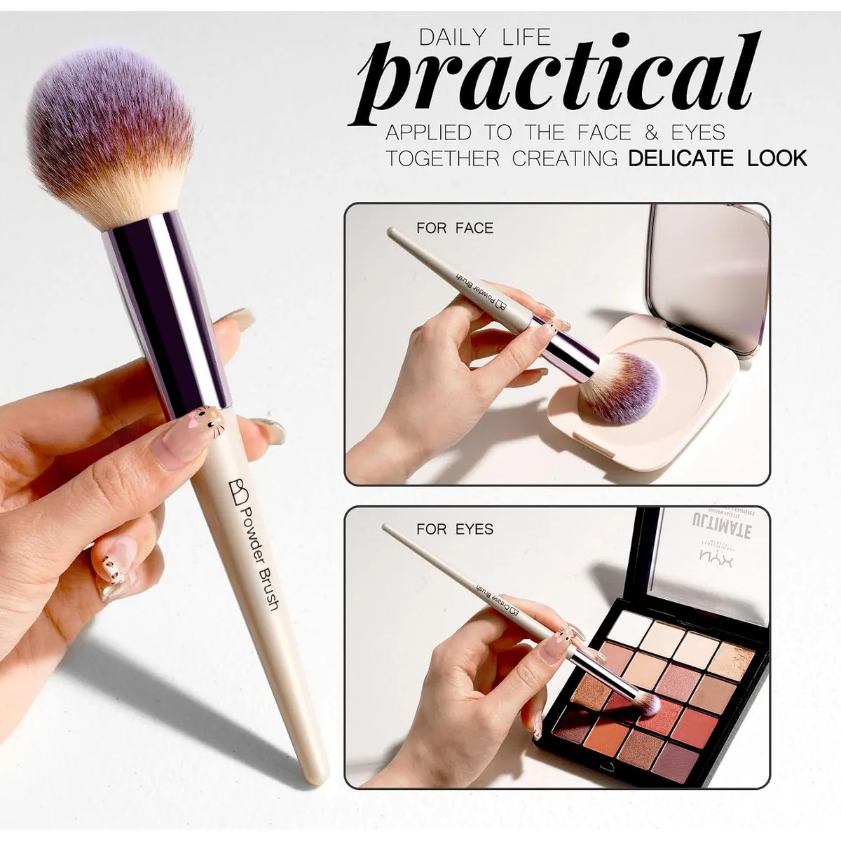 BS-MALL Makeup Brush Set 18 Pcs Professional Foundation Powder Concealers Eyeshadow Blush Synthetic Makeup Brushes with Labeled instruction Black Case Upgraded Version — image 6