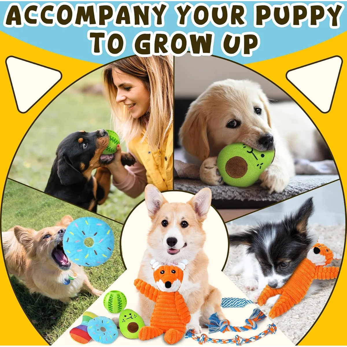 Zeaxuie 9 Pack Luxury Puppy Toys for Teething Small Dogs, Puppy Chew Toys with Cute Squeaky Dog Toys, Ball and More Rope Dog Chew Toys — image 7