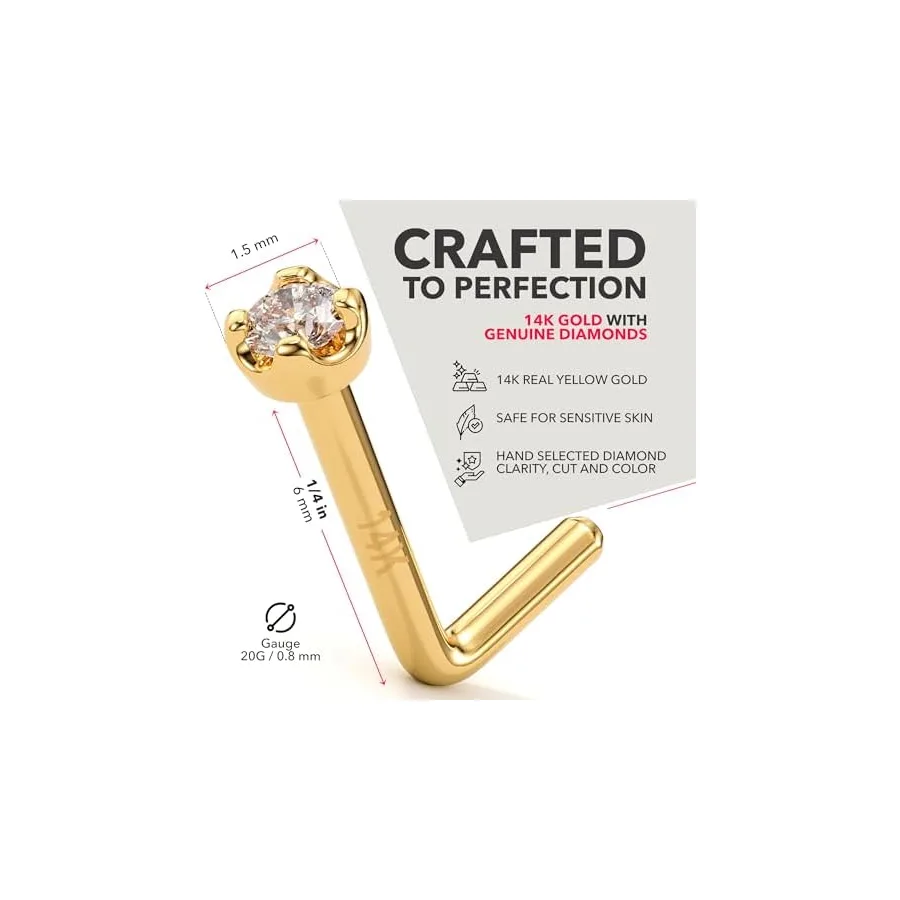 Body Candy 14K Solid Gold Nose Ring Studs — image 3
