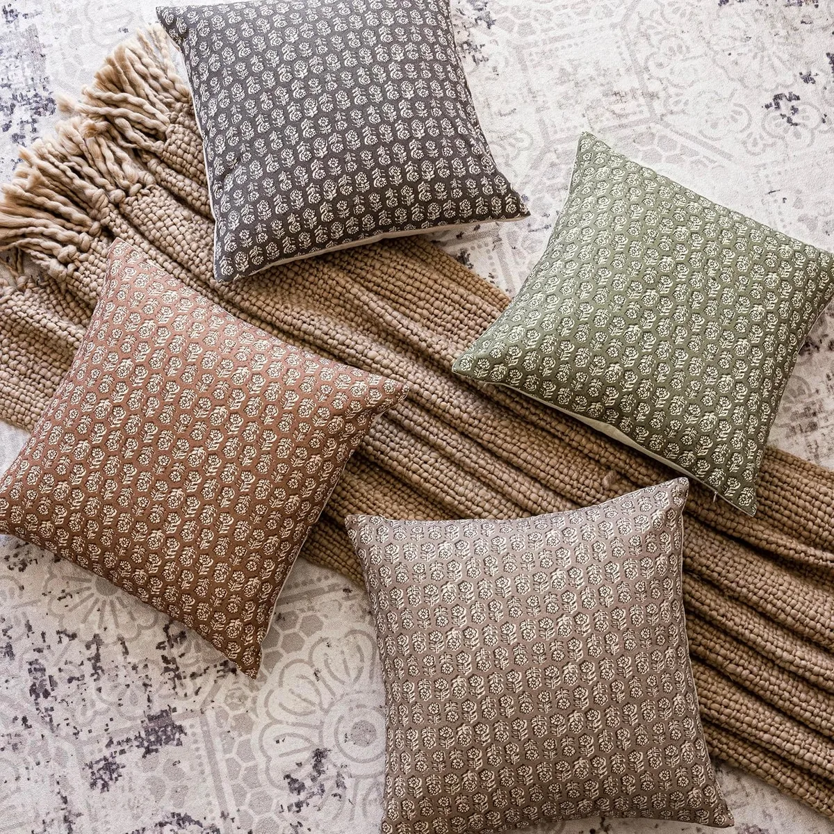 Foindtower Decorative Floral Print Throw Pillow Covers 18×18 Inch,Tan Taupe — image 7