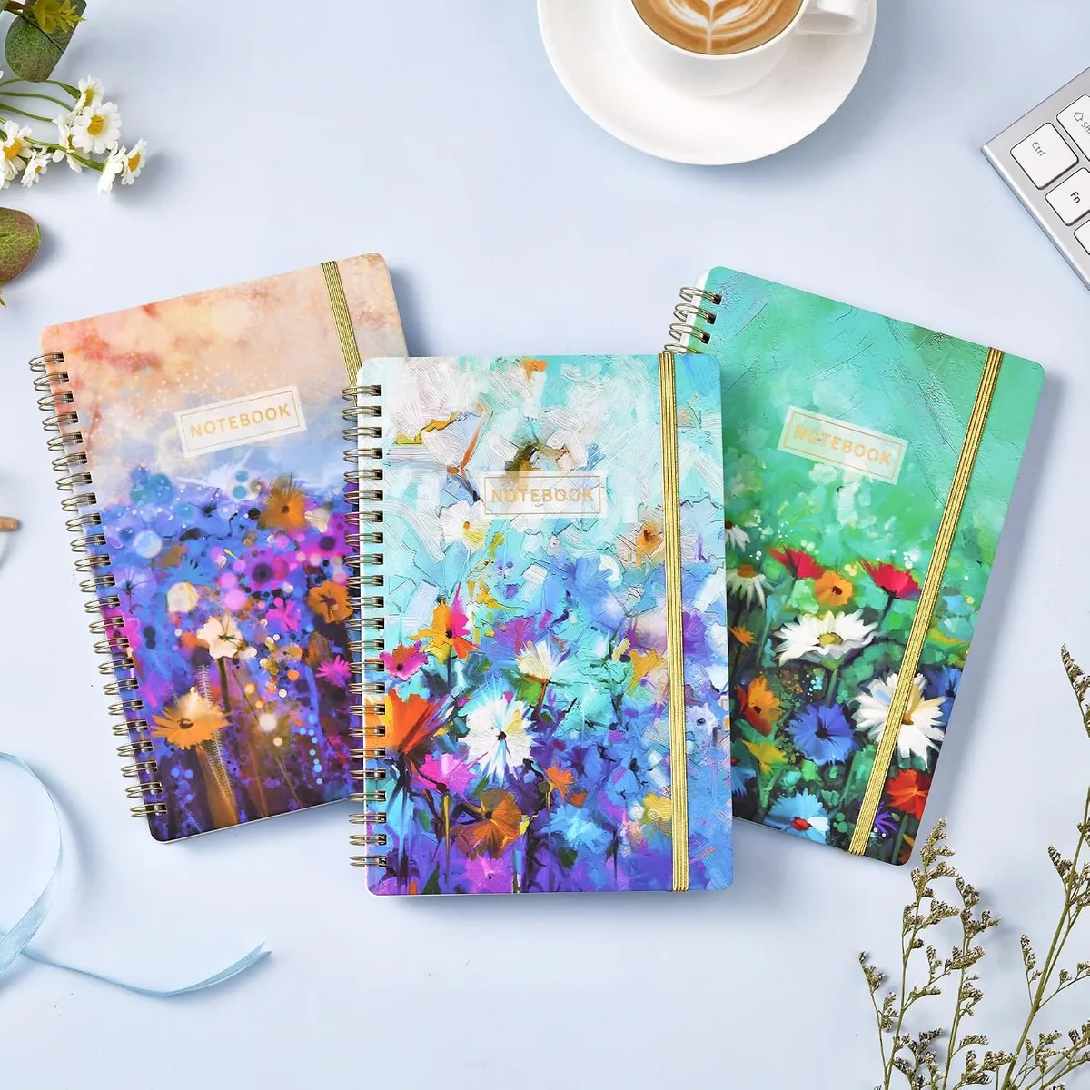 Spiral Notebook - 3 Pack A5 Ruled Journal Notebook, 8.3'' × 6'', 3 × 160 Pages, Journal for Women, College Ruled Notebook, Spiral Notebook with Back Pocket, Great Notebooks for School, Home & Office — image 2
