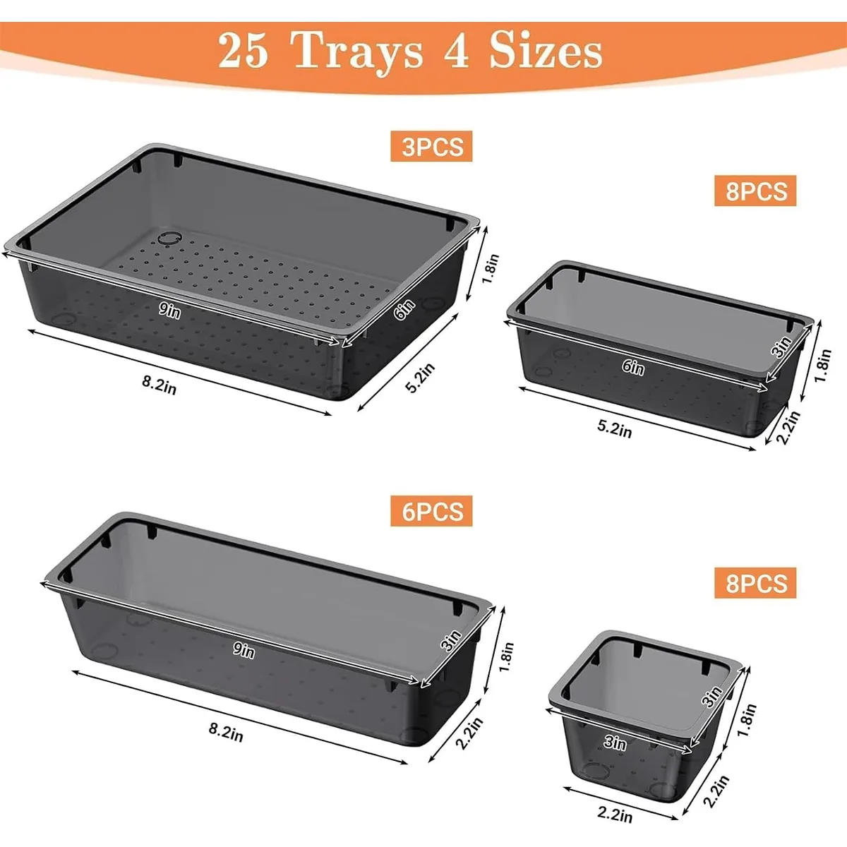 25 PCS Plastic Drawer Organizer, Versatile Organizer Trays & storage Bins — image 2