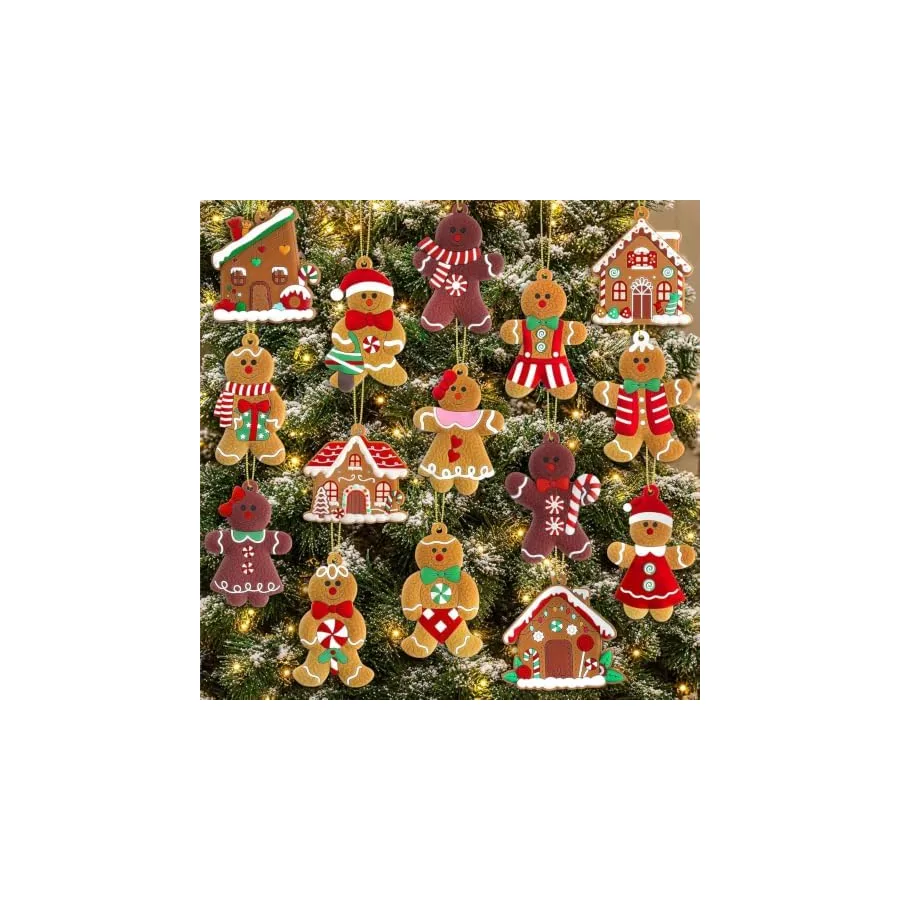 kockuu 16pcs Gingerbread Man Ornaments for Christmas Tree Decorations — image 2
