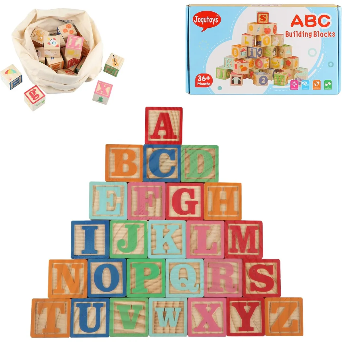 ABC Wooden Building Blocks for Toddlers 1-3 Large, 26 PCS Alphabet & Number Stacking Blocks, Educational Learning Toys for Boys Girls Kids Gifts 1.65'' — image 7