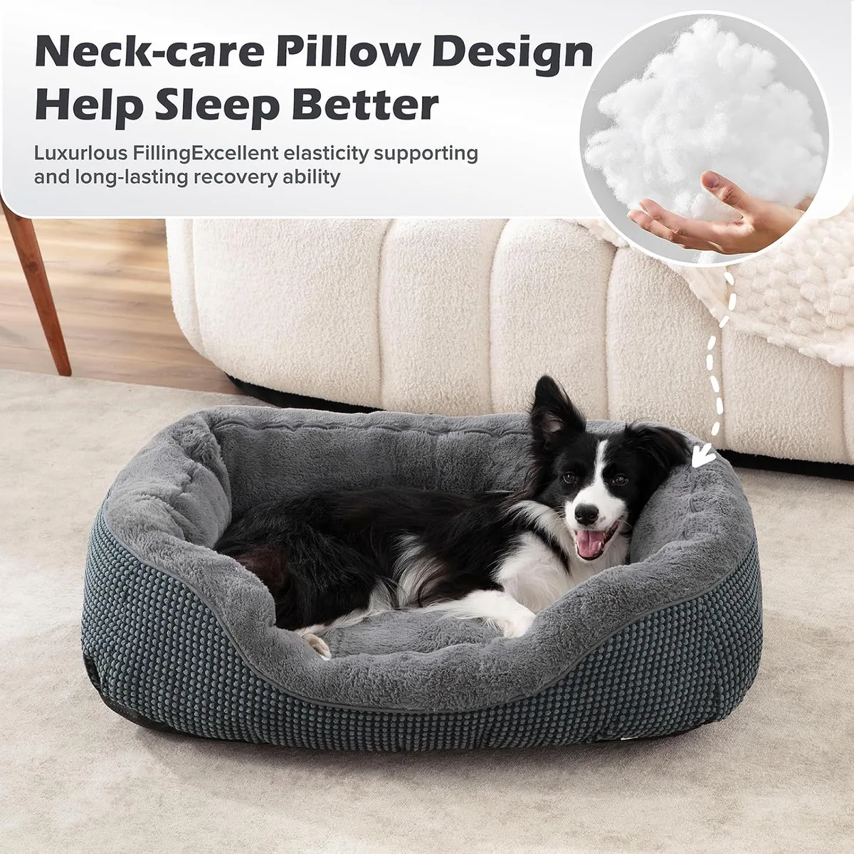 INVENHO Small Dog Bed for Small Dogs, Cat Beds for Indoor Cats Washable, Orthopedic Dog Bed, Warming Soft Calming Sleeping Puppy Bed Durable Pet Bed with Anti-Slip Bottom S(20"x19"x6") — image 7