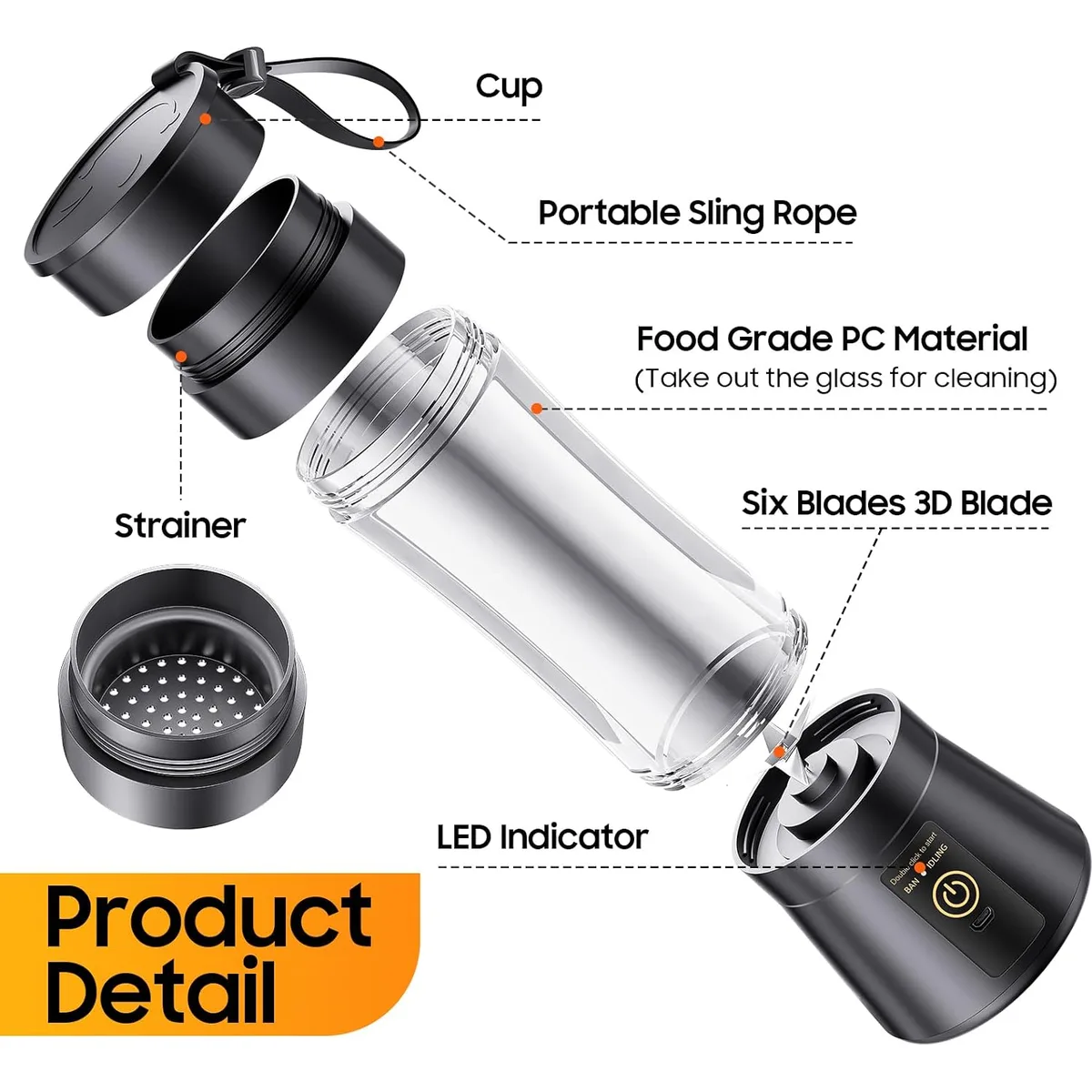 Personal Size Portable Blender Make Smoothies - Mini Blender 12oz Juice Cup — image 8