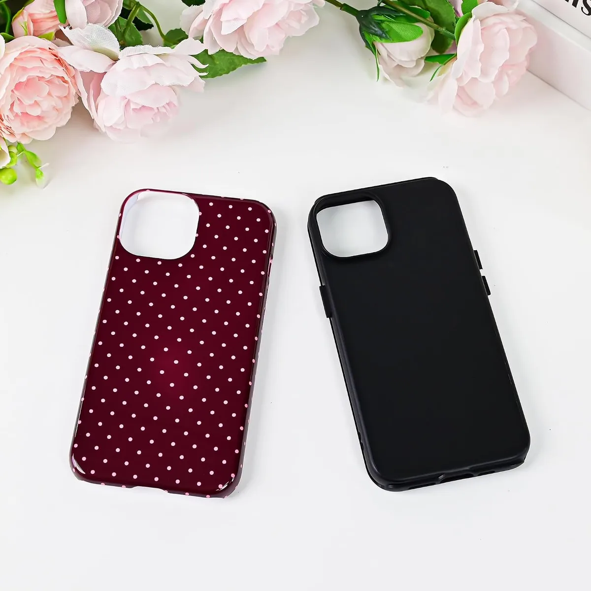 Polka Dot Pattern Phone Case for iPhone 13/14 6.1", Wine — image 2