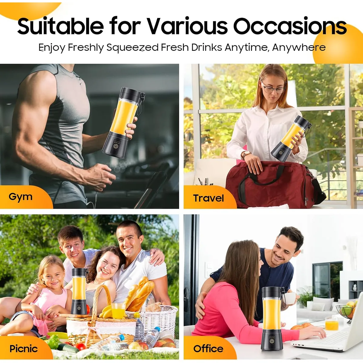 Personal Size Portable Blender Make Smoothies - Mini Blender 12oz Juice Cup — image 4