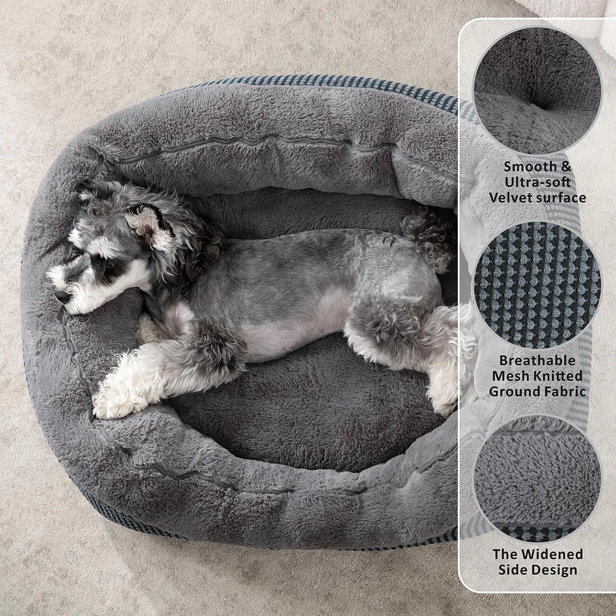 INVENHO Small Dog Bed for Small Dogs, Cat Beds for Indoor Cats Washable, Orthopedic Dog Bed, Warming Soft Calming Sleeping Puppy Bed Durable Pet Bed with Anti-Slip Bottom S(20"x19"x6") — image 2