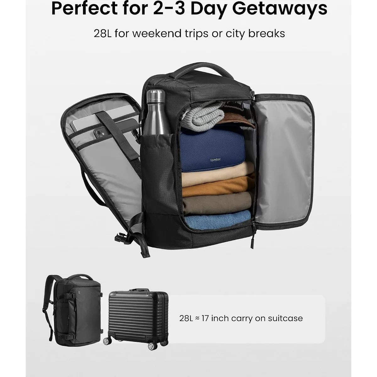 tomtoc Travel Backpack 28L,TSA Personal Item Bag Flight Approved,PFAS Free — image 3