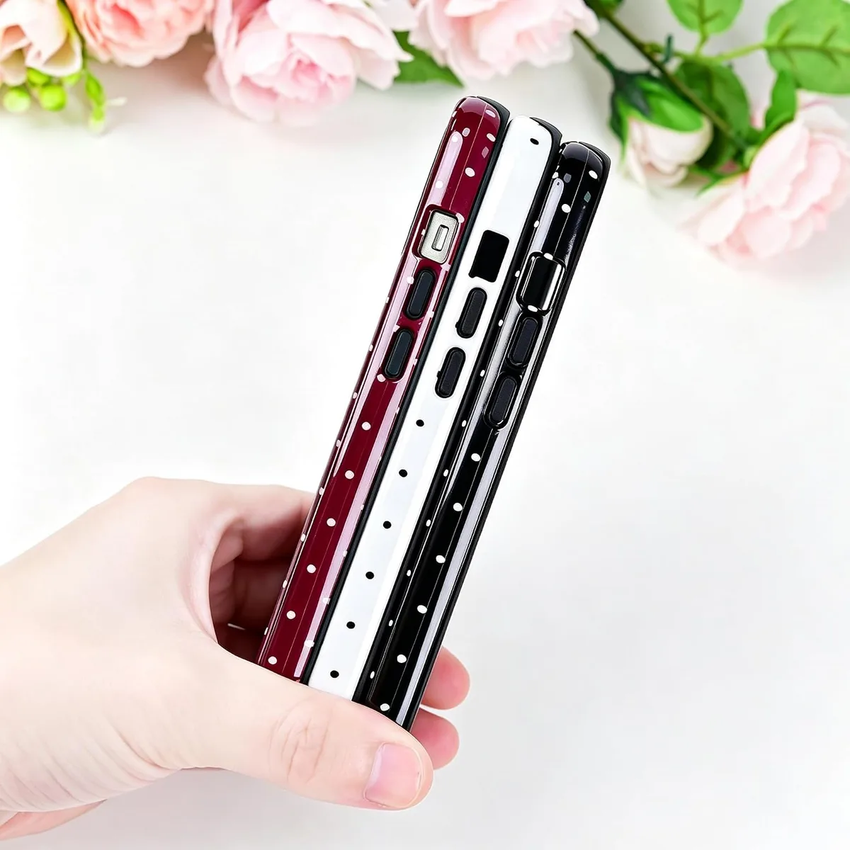 Polka Dot Pattern Phone Case for iPhone 13/14 6.1", Wine — image 3