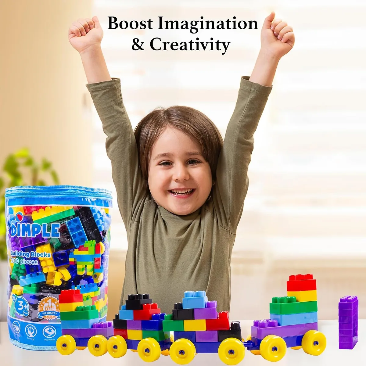 Dimple 300 Piece Large Building Blocks for Toddlers, Kids Interlocking Toys — image 3