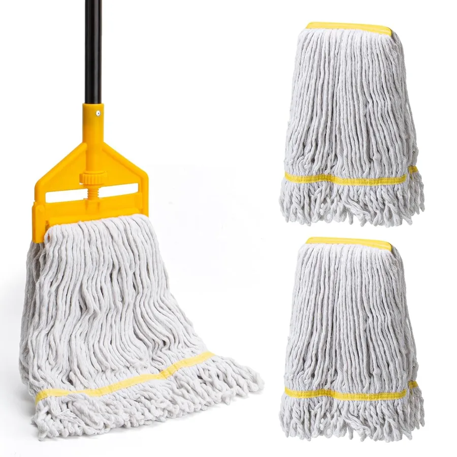 Commercial Mop with 3 Replacement Heads — 59″ Handle