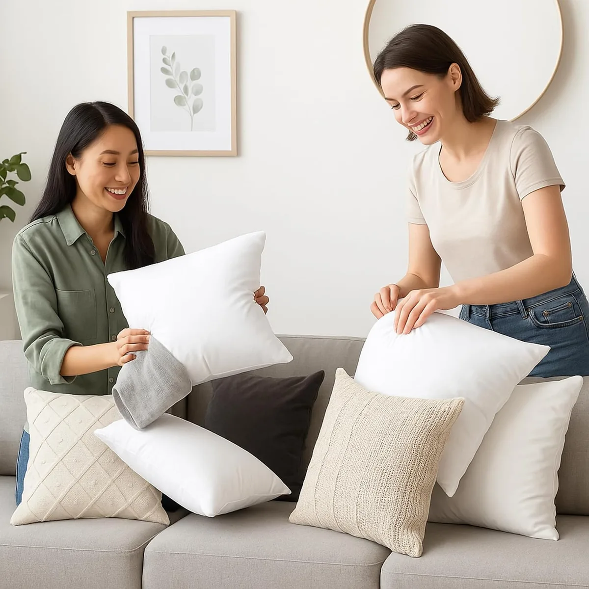 LANE LINEN 4 Pack 18x18 White Throw Pillow Inserts for Decorative Pillow Covers, Couch Pillows for Living Room, Fluffy Pillows for Bed — image 8