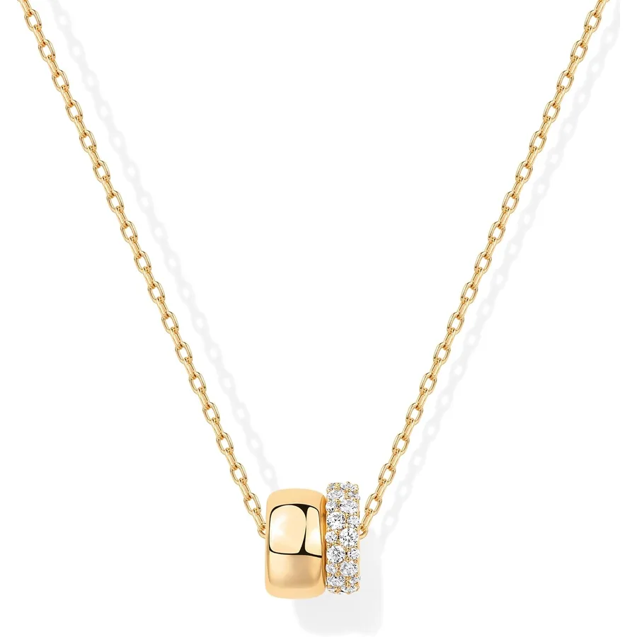 PAVOI 14K Gold Plated Pendant Necklace for Women, CZ Rondelle Pendants
