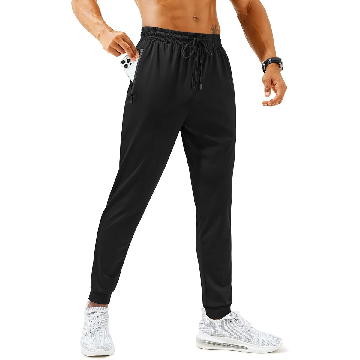 Mens Sweatpants with Zipper Pockets Lightweight Athletic Joggers for Workout Running Gym Track Casual Wear — image 2