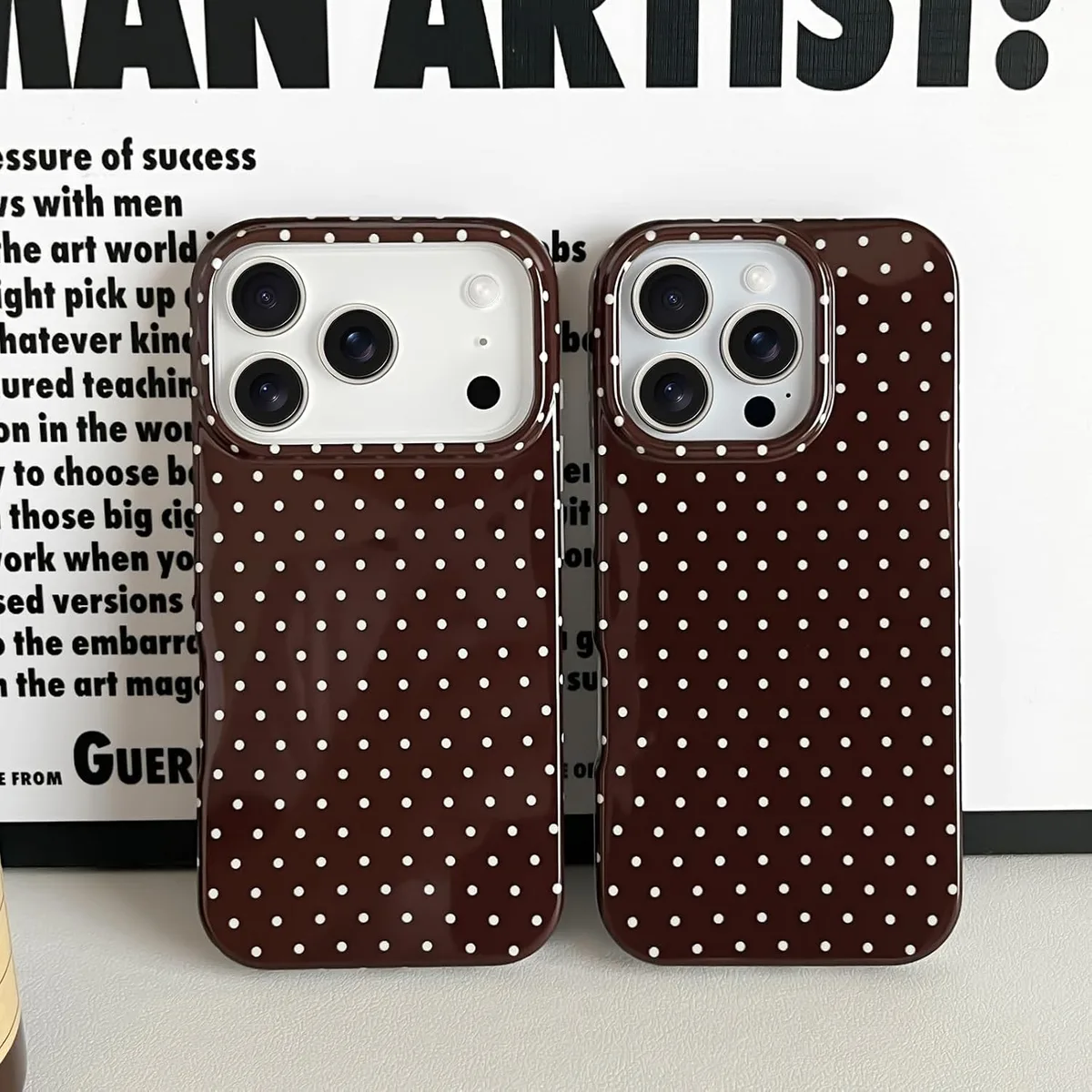 Yeddabox for iPhone 17 Pro Max Case Cute Polka Dot Phone Case Soft TPU Slim Shockproof Phone Cover for Women Girls, Brown — image 7