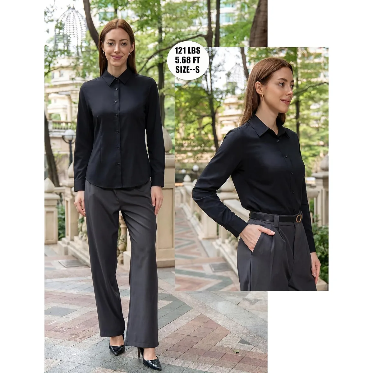 Zeagoo Women's Wrinkle Free Button Down Shirts Long Sleeve Business Tops — image 6
