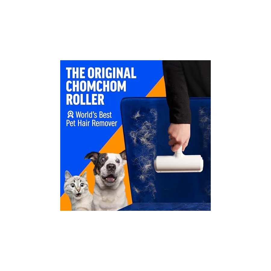 ChomChom Roller Pet Hair Remover – Original Size Reusable Lint Roller for Cat & Dog Hair on Furniture, Couch, Carpet, Car, Rugs & Bedding – Portable, Eco-Friendly White — image 3