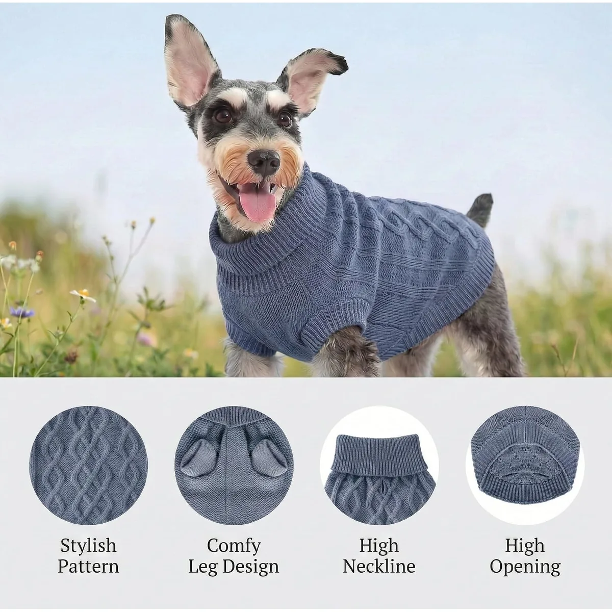 Small Dog Sweaters, Soft Knit Cold Weather Turtleneck Dog Clothes, Lightweight Warm Puppy Sweater for Chihuahua, Dachshund, Shih Tzu, Yorkie (Dark Blue, M) — image 5