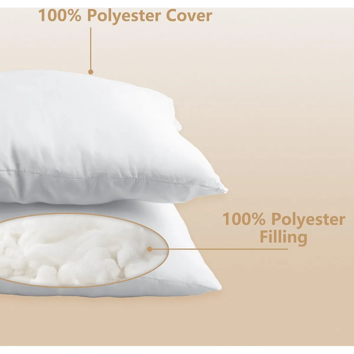 Obruosci Luxury Throw Pillow Inserts, Pack of 6, 18 x 18 inches Hypoallergenic Ultra Soft White Polyester Microfiber Durable Couch Cushion Fillers — image 3