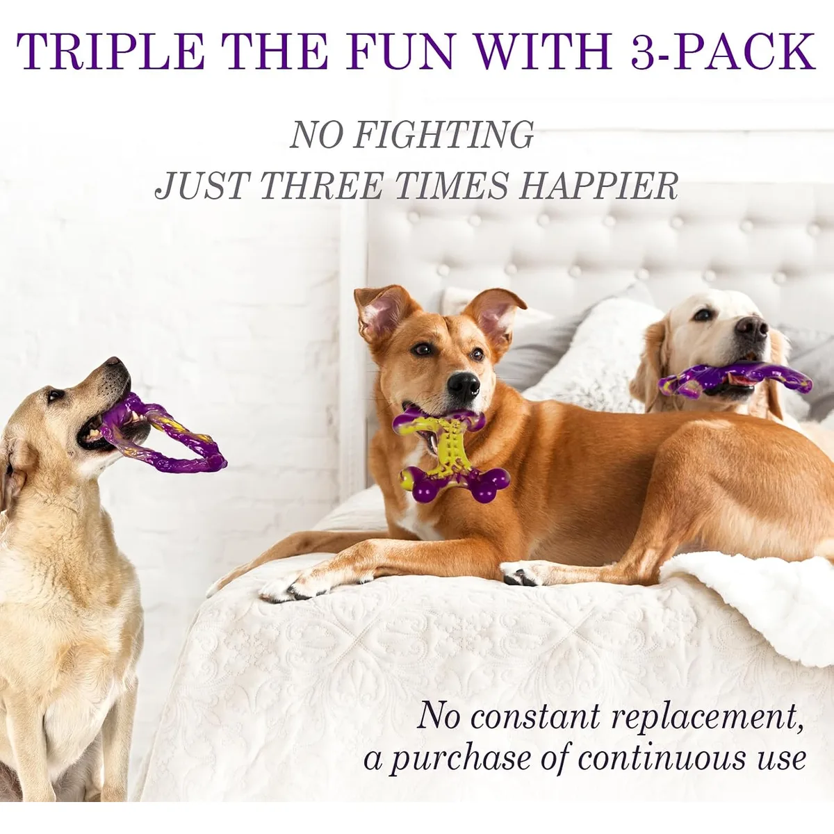 Frienhund Tough Dog Toys for Aggressive Chewers 3 Pack, Indestructible Dog Toys for Large Dogs, Dog Chew Toys, Aggressive Chew Toys to Keep Them Busy, Dog Toy for 30-75lbs Medium/Large Breeds — image 4