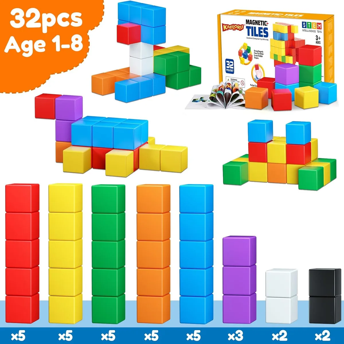 KAEILORU Magnetic Blocks 32PCS Magnetic Building Block for Toddler Age 3-5 — image 5