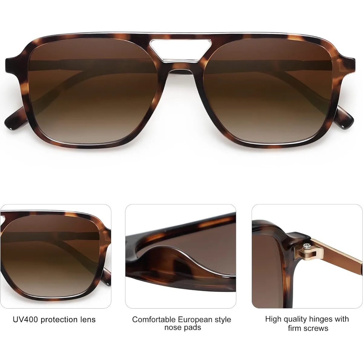 SOJOS Retro Aviator Sunglasses Womens Mens,Trendy Rectangle Shades SJ2202 — image 6