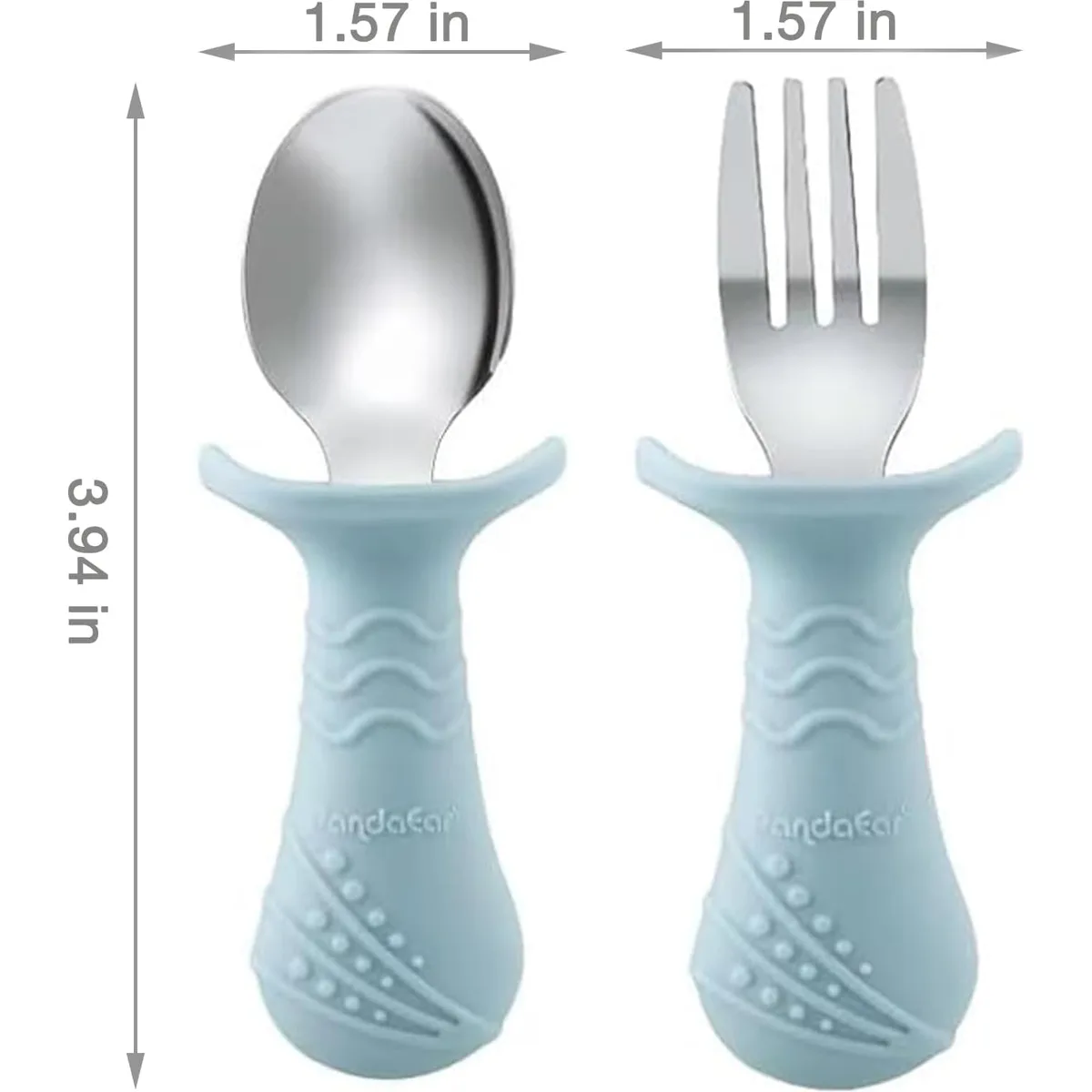 PandaEar 6-in-1 Stainless Steel Baby Feeding Set | Divided Suction Plate, Bowl, Sippy Cup with Straw, Bib, Spoon & Fork | BPA-Free Toddler Feeding Essentials for Self-Feeding (Blue) — image 8