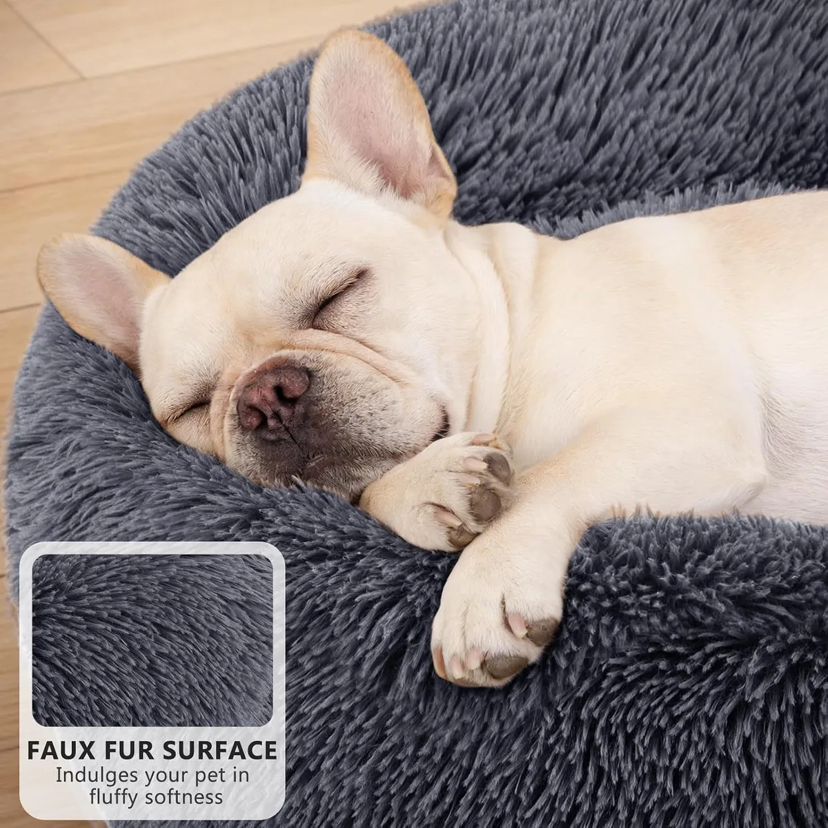 MIXJOY Orthopedic Dog Bed Comfortable Donut Cuddler Round Pet Beds Ultra Soft Washable Dog and Cat Cushion Bed 30'', Dark Gray — image 9
