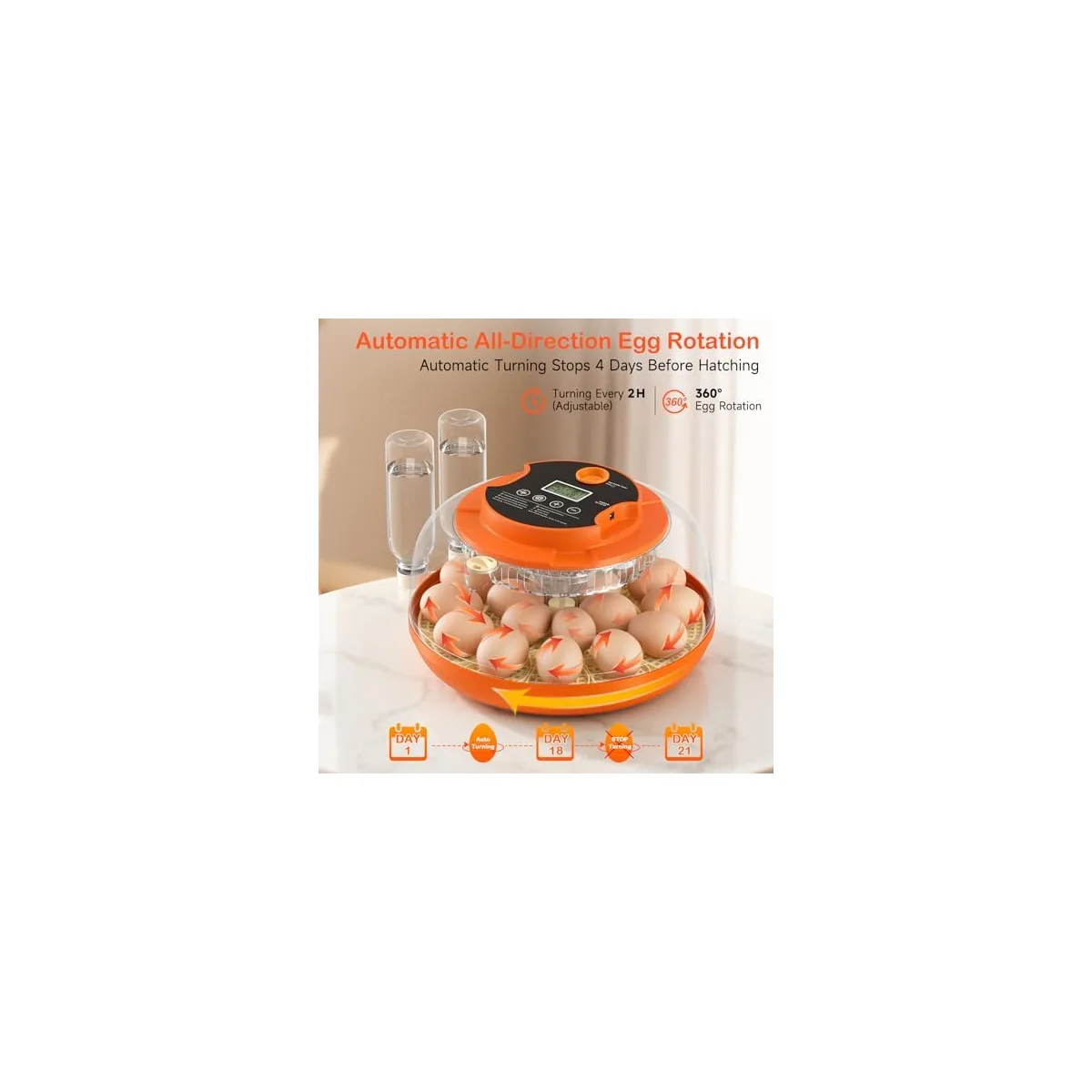18 Egg Incubators for Hatching Eggs, Automatic Egg Turning and Humidity Control Incubator for Hatch Chicken Duck Quail Pigeon Pheasant Partridge Home Classroom Lab — image 6
