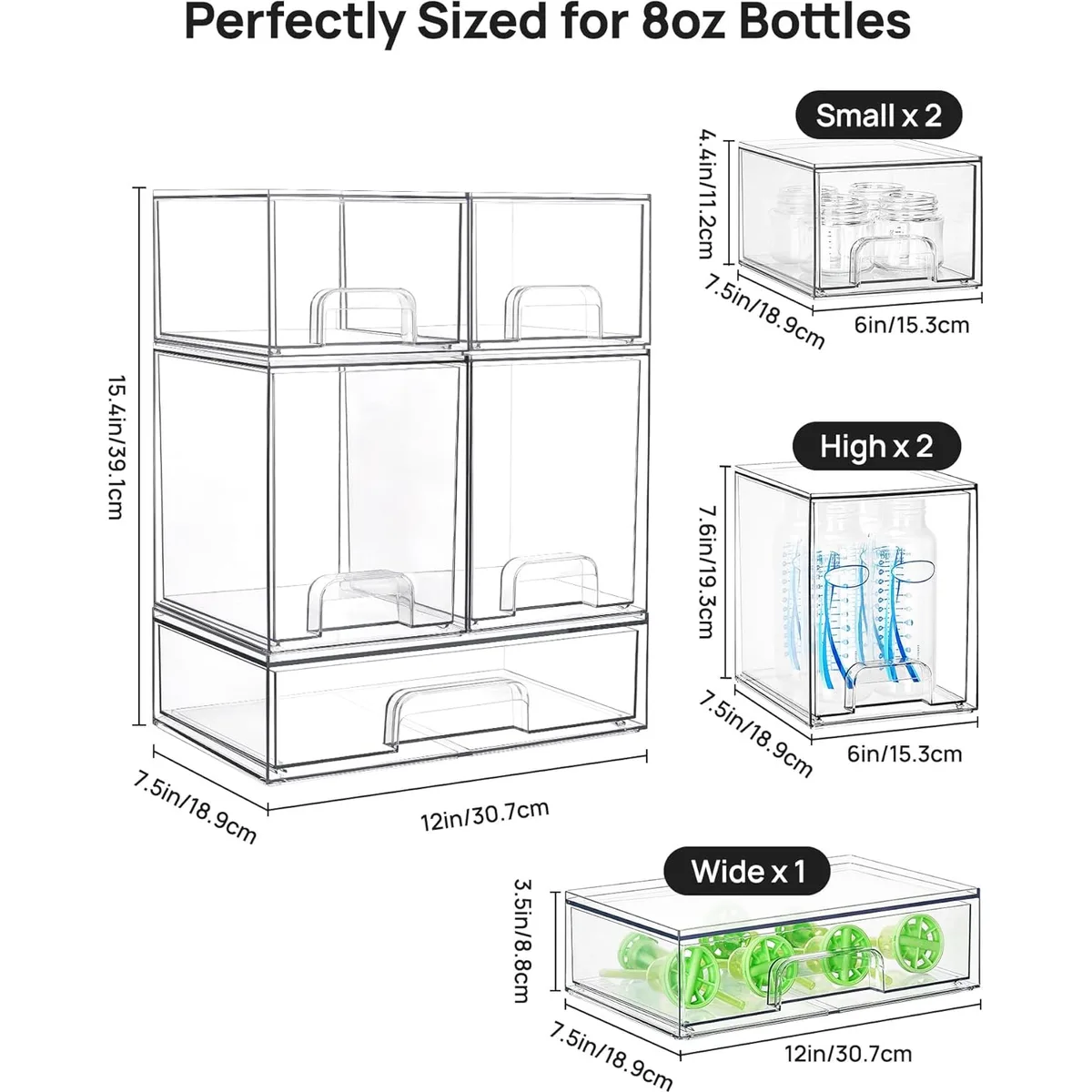 Vtopmart Clear Stackable Storage Drawers Set of 5, Plastic Organizer Bins — image 3