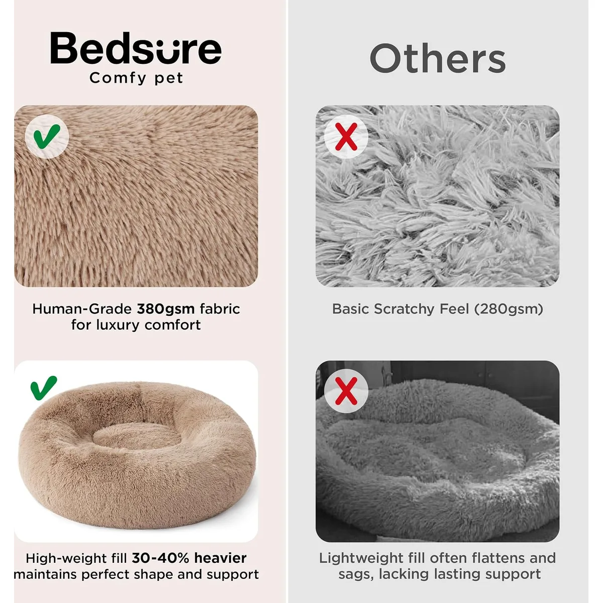 Bedsure Calming Dog Bed Medium Size Dog Donut Washable Pet Bed,30ins Camel — image 3