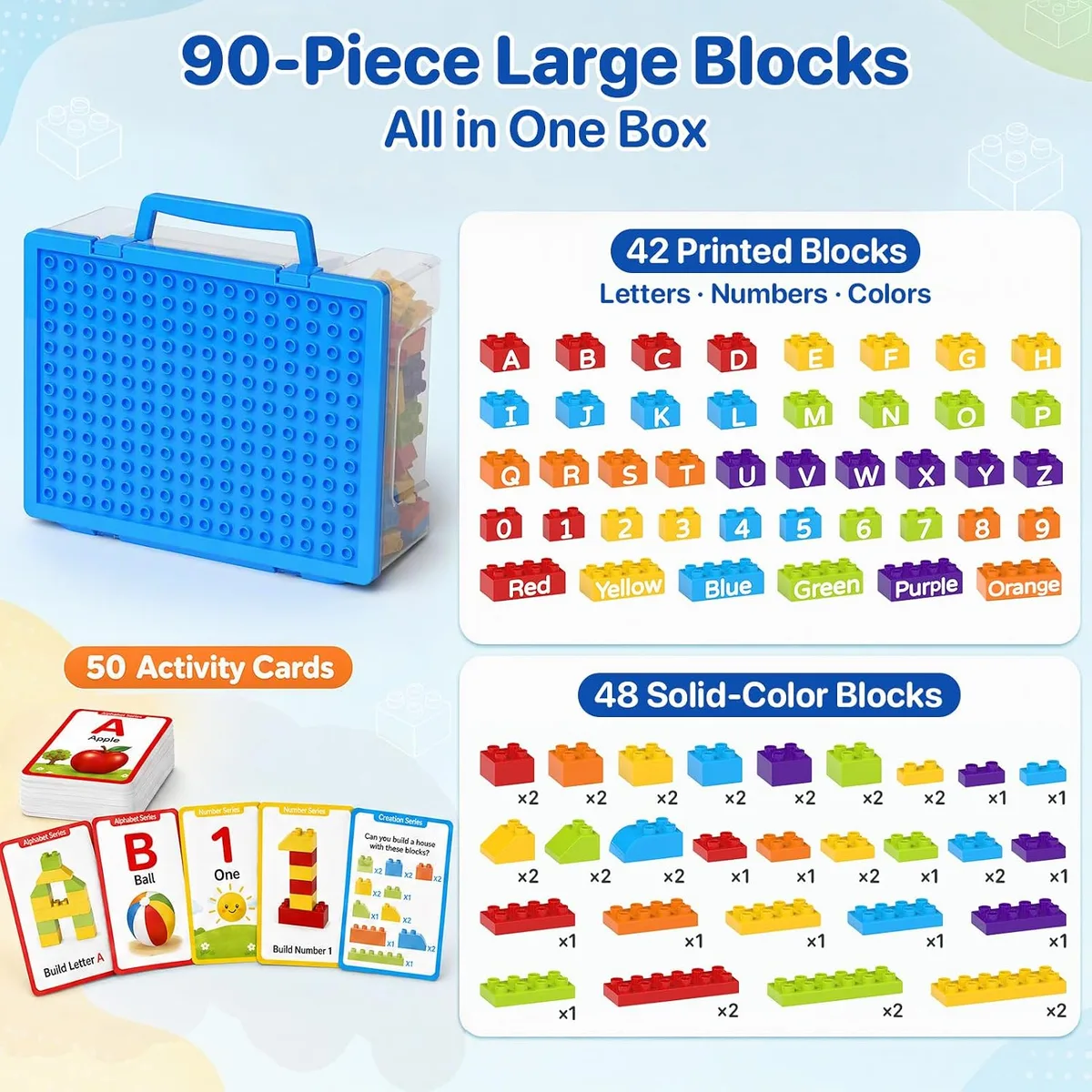 Large Building Blocks for Toddlers: 42 Learning Blocks & 50 Activity Cards — image 8
