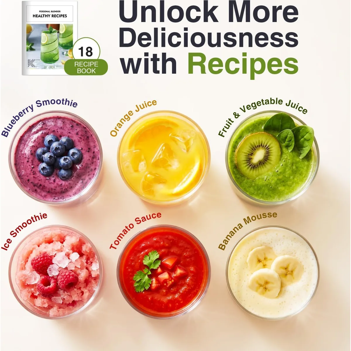 KOIOS Smoothie Blender Kitchen, 900W Personal Blenders with 3 To-Go Cups — image 7