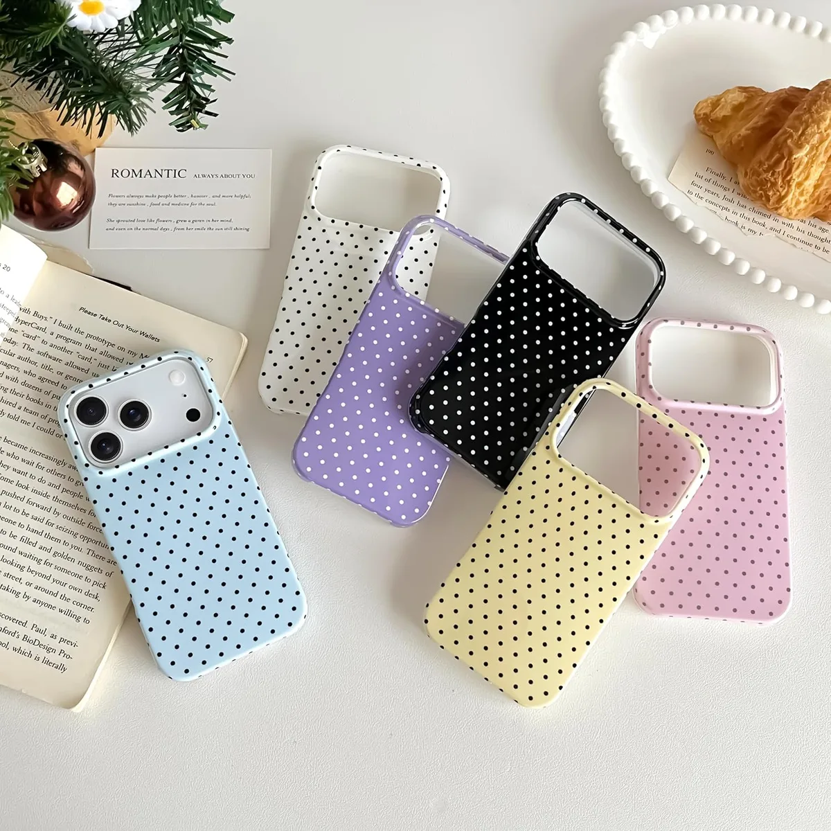 Yeddabox for iPhone 17 Pro Max Case Cute Polka Dot Phone Case Soft TPU Slim Shockproof Phone Cover for Women Girls, Brown — image 8