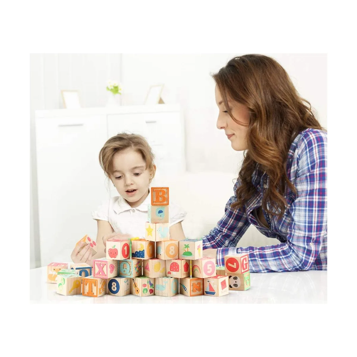 ABC Wooden Building Blocks for Toddlers 1-3 Large, 26 PCS Alphabet & Number Stacking Blocks, Educational Learning Toys for Boys Girls Kids Gifts 1.65'' — image 2