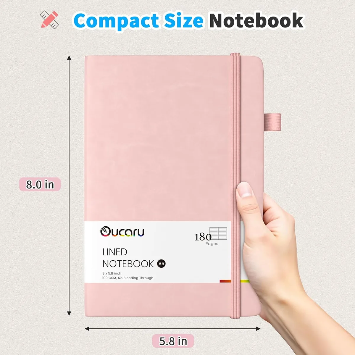 Oucaru 4 Pack A5 Lined Journal Notebook, 180 Pages 100 GSM Paper for Travel — image 2