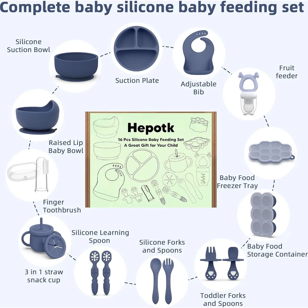 16PCS Silicone Baby Feeding Set, All-in-One for Starting Solids — image 8