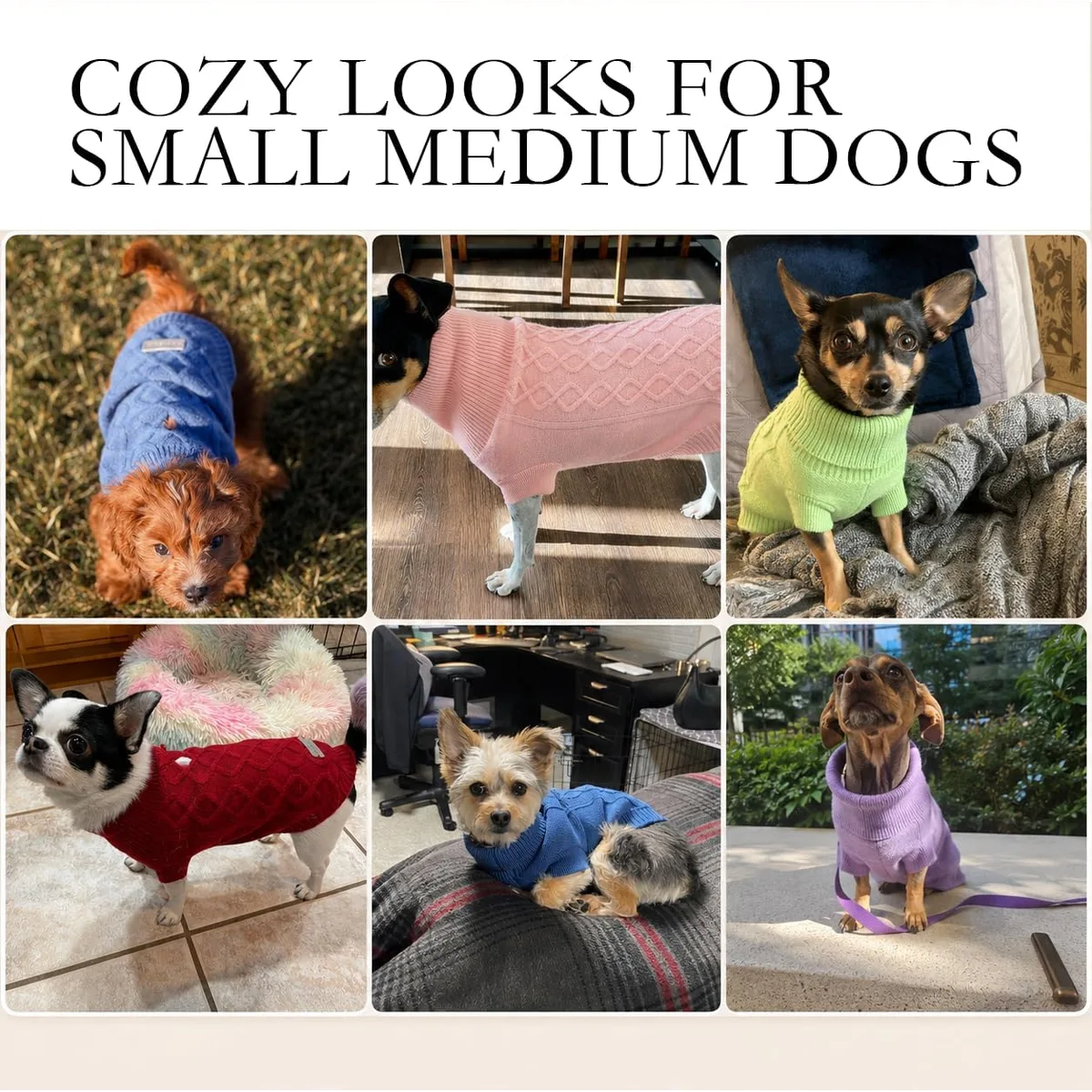 Small Dog Sweaters, Soft Knit Cold Weather Turtleneck Dog Clothes, Lightweight Warm Puppy Sweater for Chihuahua, Dachshund, Shih Tzu, Yorkie (Dark Blue, M) — image 6