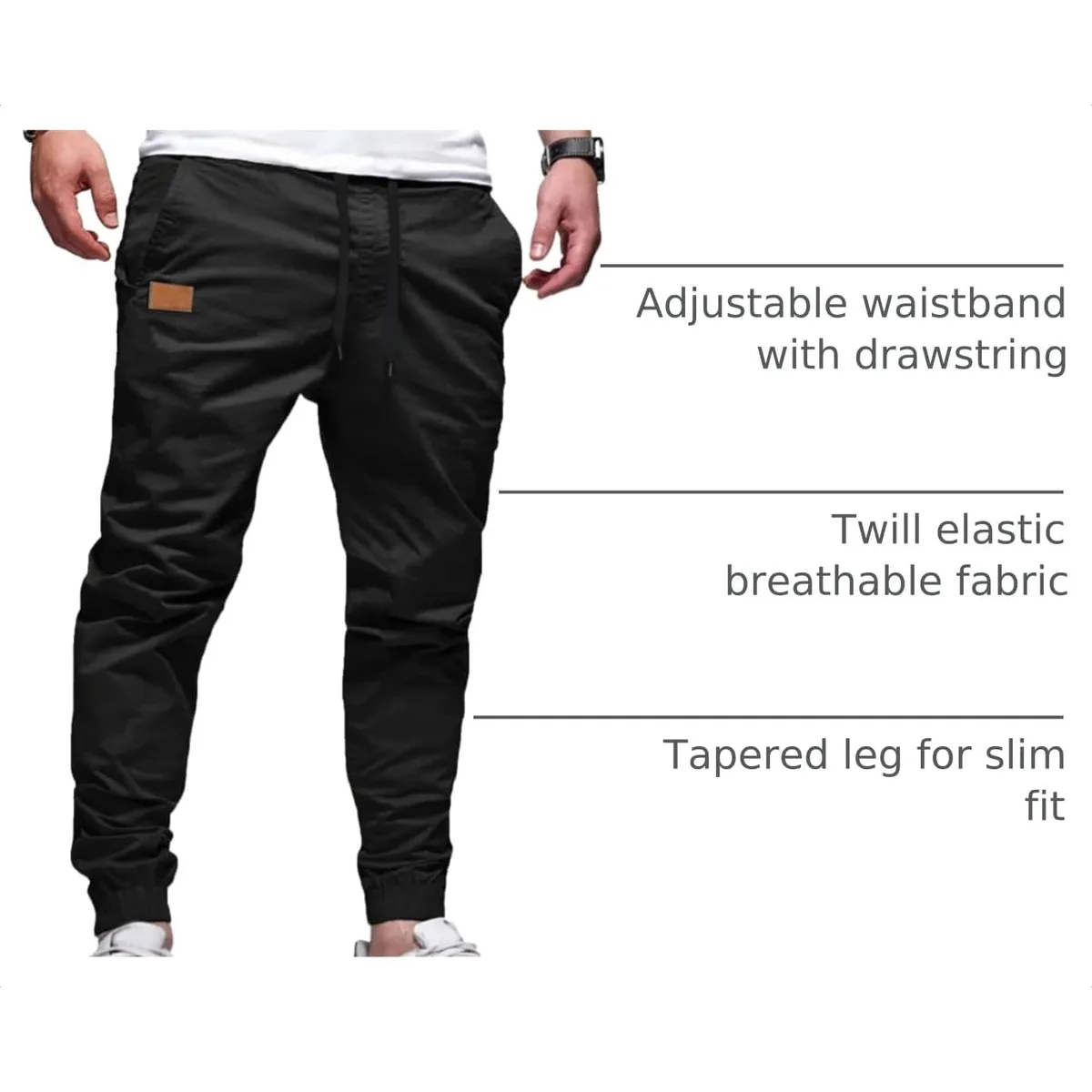 JMIERR Mens Cotton Stretch Joggers Casual Twill Athletic Track Pants — image 4